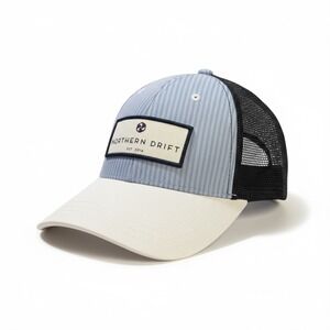 Northern Drift Trucker‎ Hat Mens Blue Striped Black Mesh Baseball Cap